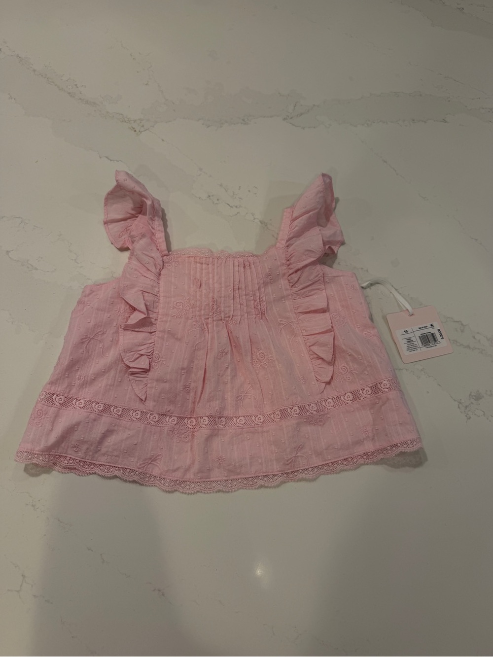 LoveShackFancy Pink Ruffle Eyelet Tank Top for kids size 16 brand new w tags